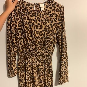 H&M leopard flowy dress with cinched waist